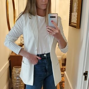 White Pinstripe Blazer